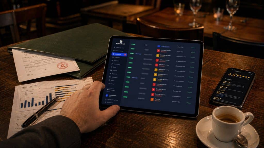 PrevHub · tableau de bord sur tablette