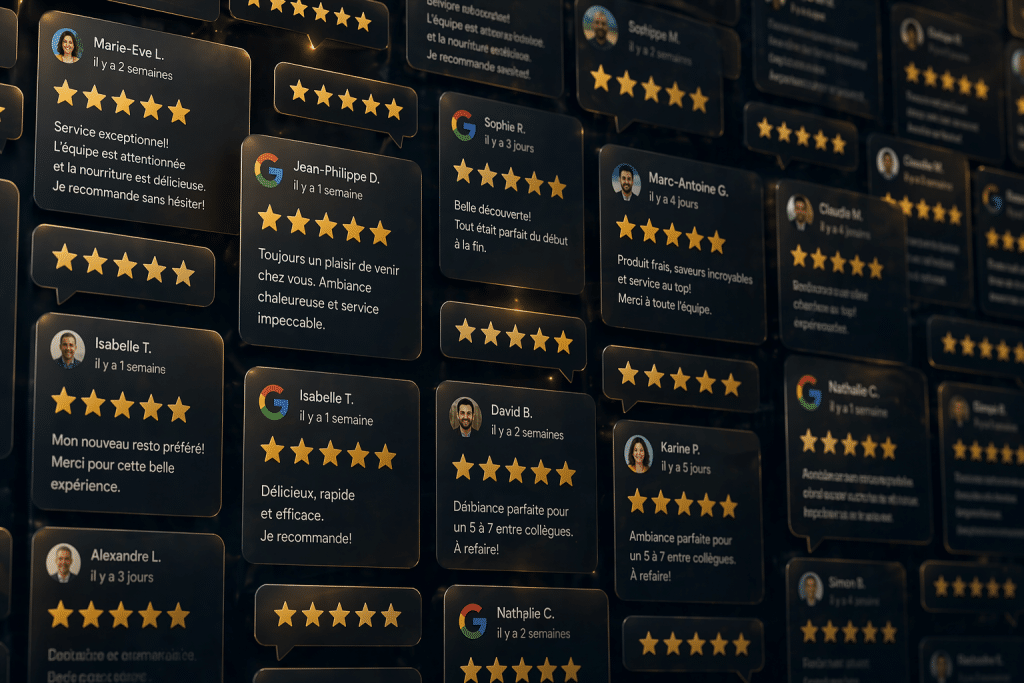 Mur d’avis Google cinq étoiles